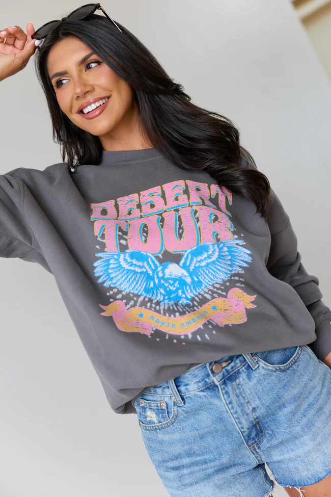 Desert Tour Dark Grey Graphic Sweatshirt - Image 4