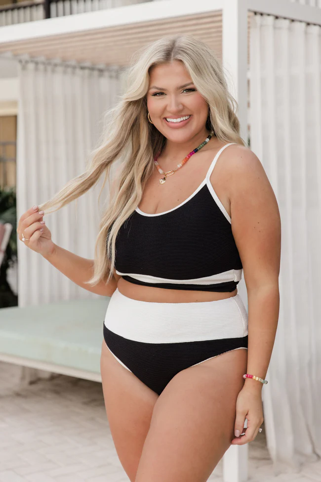 Do Not Disturb Black and White Color Block Bikini Top FINAL SALE - Image 6