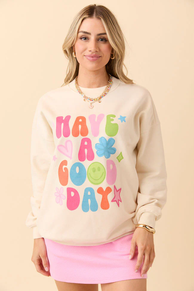 Have A Good Day Cream Graphic Sweatshirt - Image 3