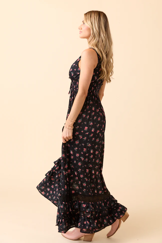 Lucky To Have You Sleeveless Black Floral Maxi Dress FINAL SALE - Image 5