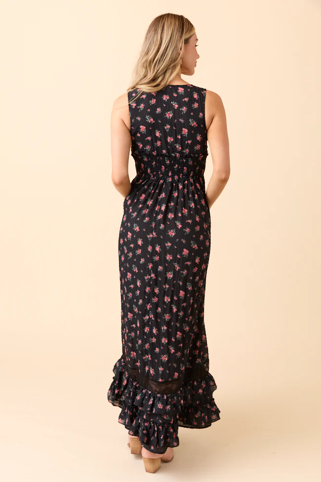Lucky To Have You Sleeveless Black Floral Maxi Dress FINAL SALE - Image 6