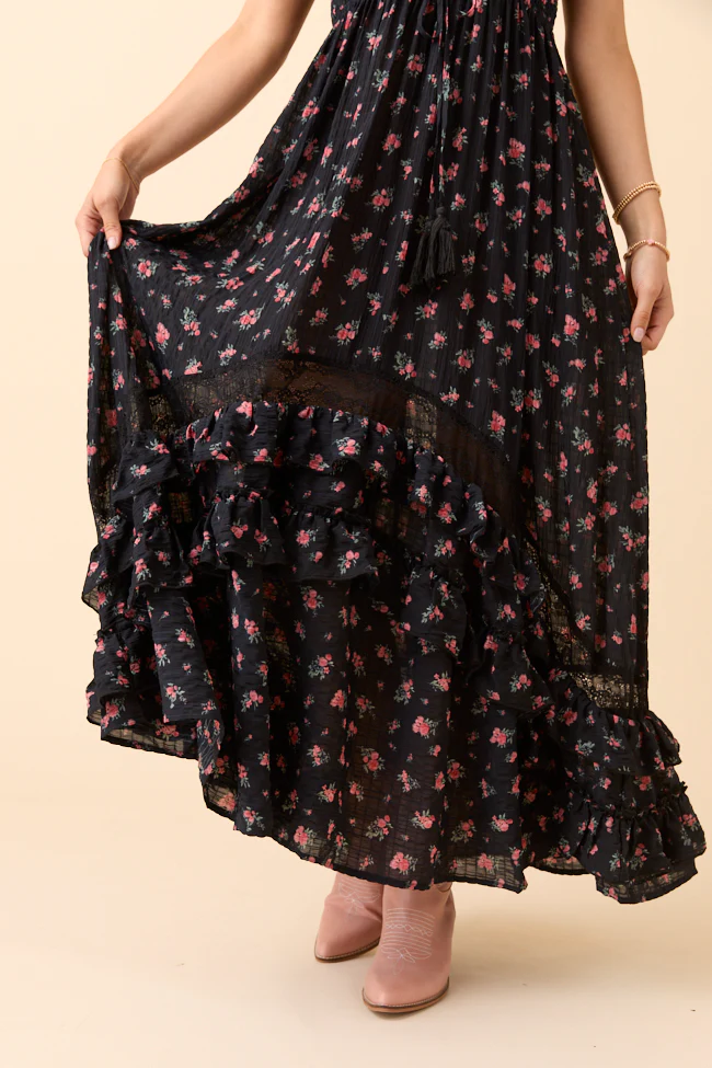 Lucky To Have You Sleeveless Black Floral Maxi Dress FINAL SALE - Image 8