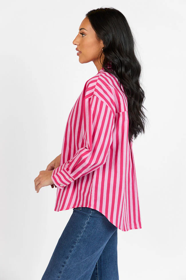 Drew Pink Striped Button Down Top - Image 6