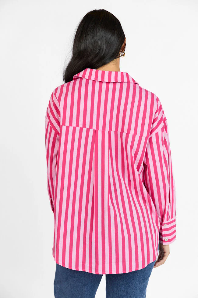 Drew Pink Striped Button Down Top - Image 7