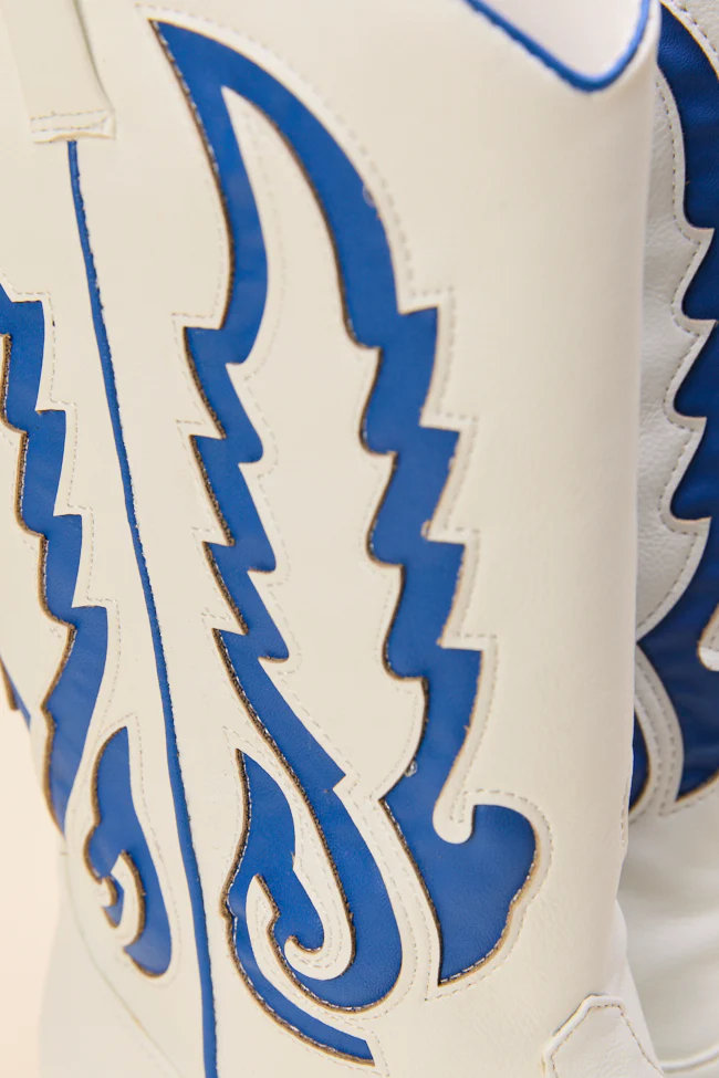 Patti Blue and White Western Boots FINAL SALE - Image 4
