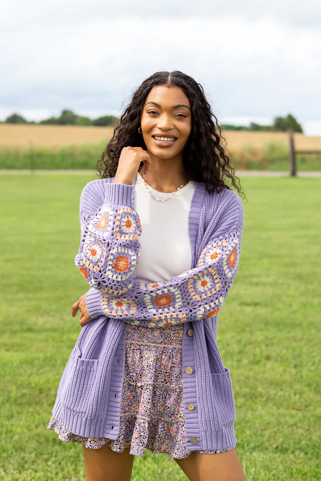 Posie Crochet Purple Sweater - Image 3