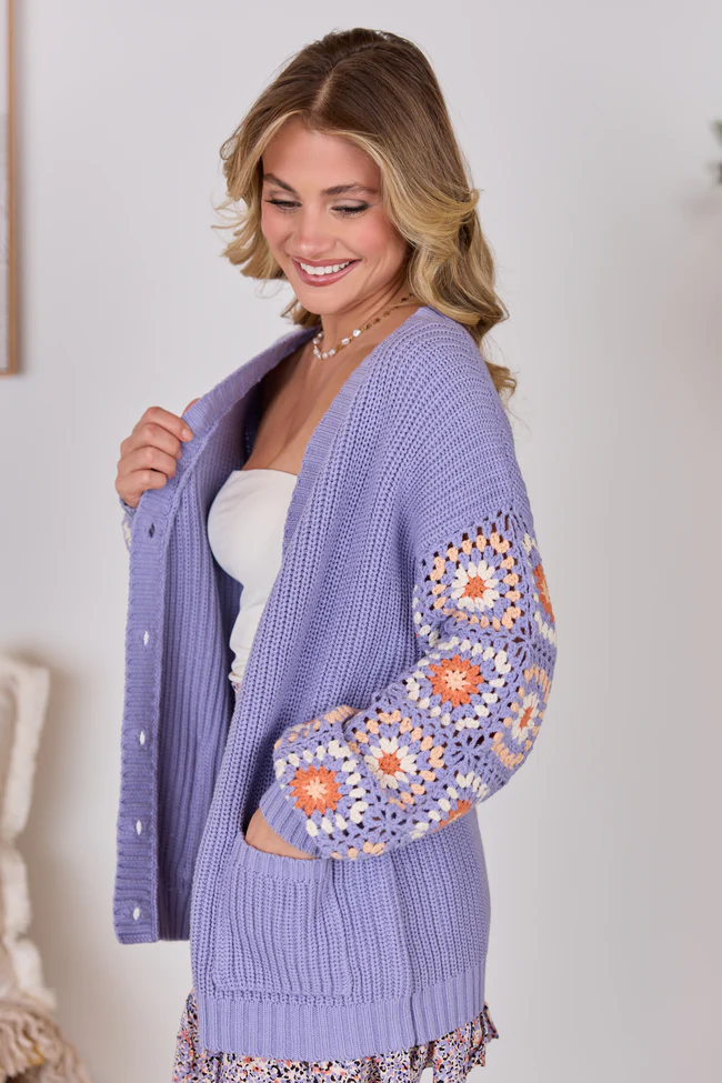 Posie Crochet Purple Sweater - Image 8
