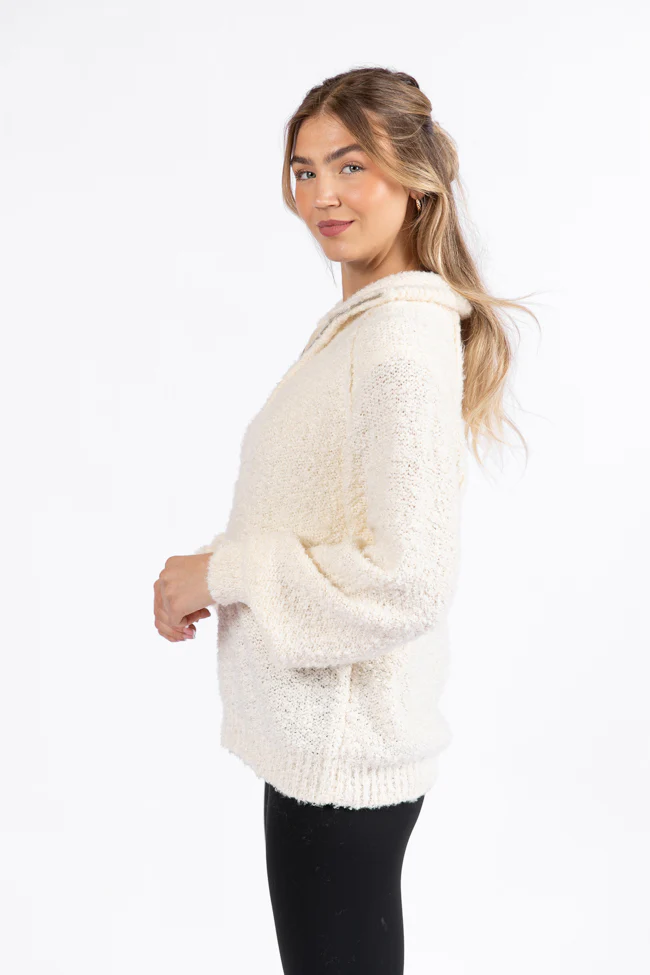 Signature Move Cream Fuzzy Quarter Zip Pullover FINAL SALE - Image 4