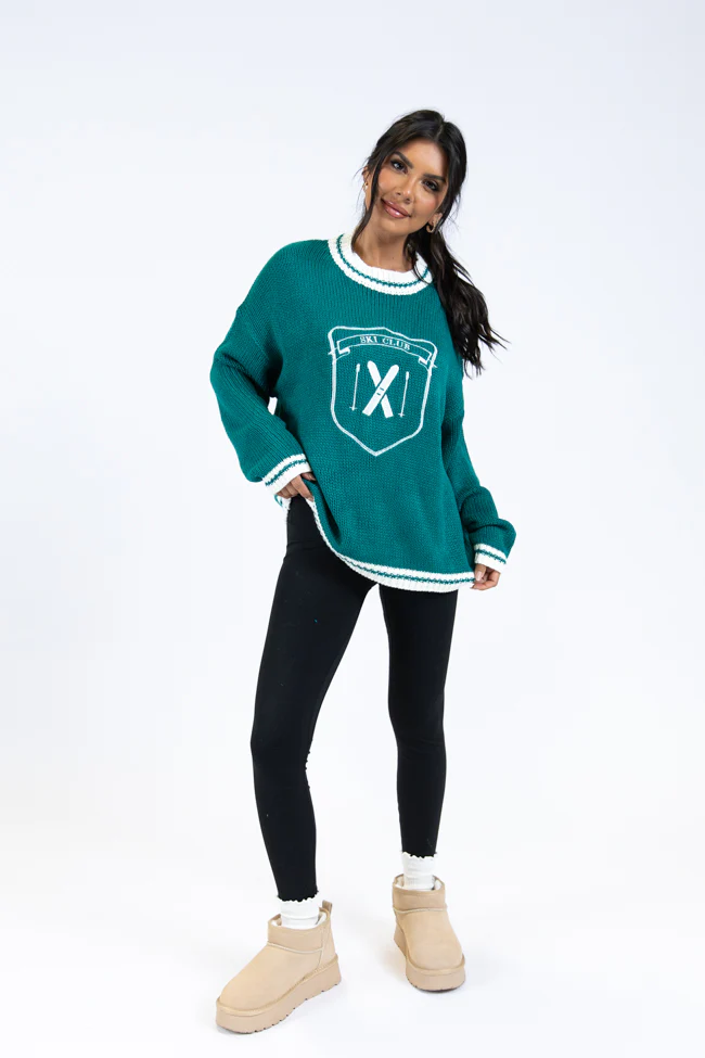 Ski Club Green and Ivory Embroidered Sweater FINAL SALE - Image 4