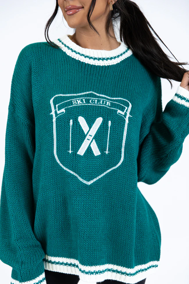 Ski Club Green and Ivory Embroidered Sweater FINAL SALE - Image 5