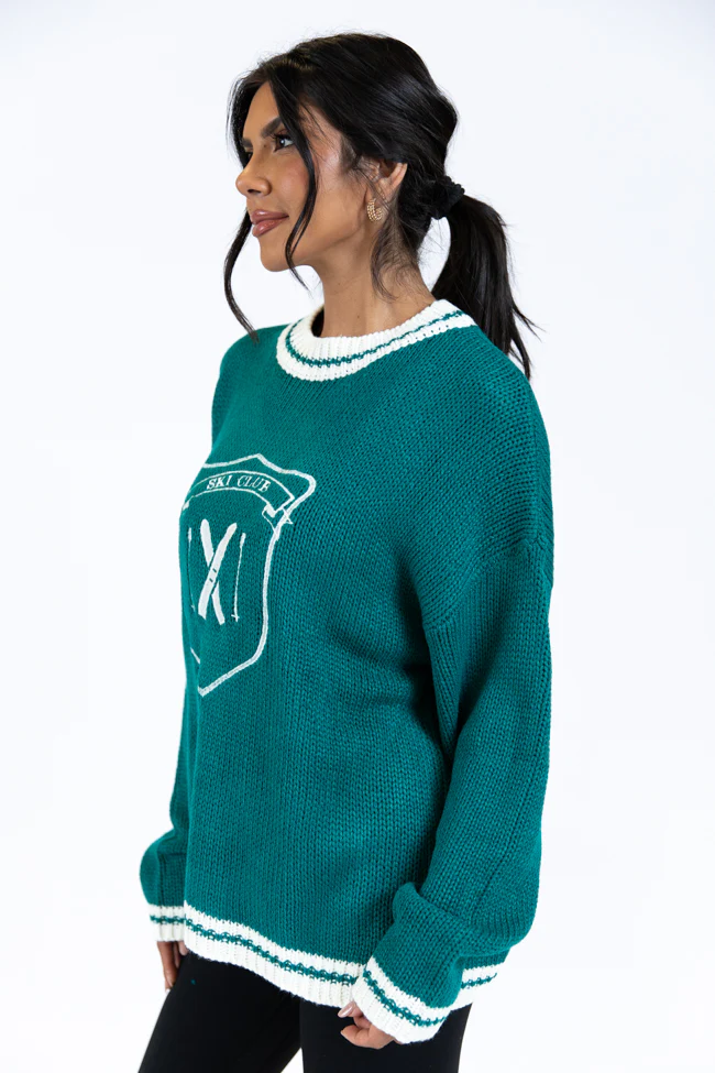 Ski Club Green and Ivory Embroidered Sweater FINAL SALE - Image 6