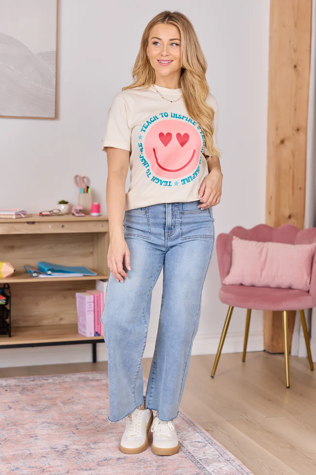 Teach To Inspire Smiley Ivory Graphic Tee - Image 3