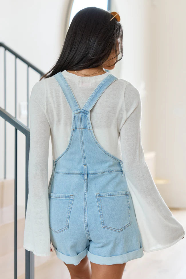 Tessa Light Wash Denim Overalls - Image 4