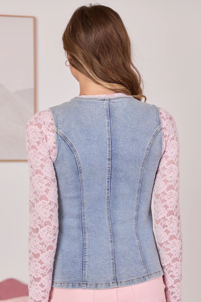 Western Ties Bow Denim Vest - Image 6